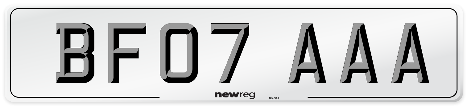 BF07 AAA Number Plate from New Reg